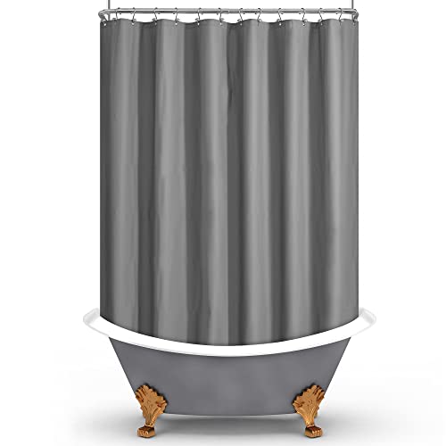 "Mrs Awesome Grey Clawfoot Tub Shower Curtain or Liner with 12 Magnets - Free 36 Hooks Included, Waterproof PEVA, 180"" x 70"", Dark Gray"