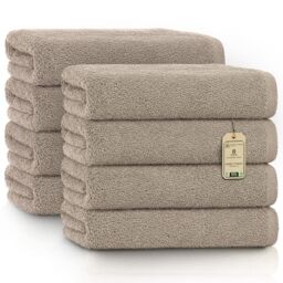 GREEN MARK Hand Towels - Set of 8 – 100% Cotton, Soft & Absorbent, Premium Quality for Bathroom, Spa and Gym, 50 × 100 cm, Sand/Beige