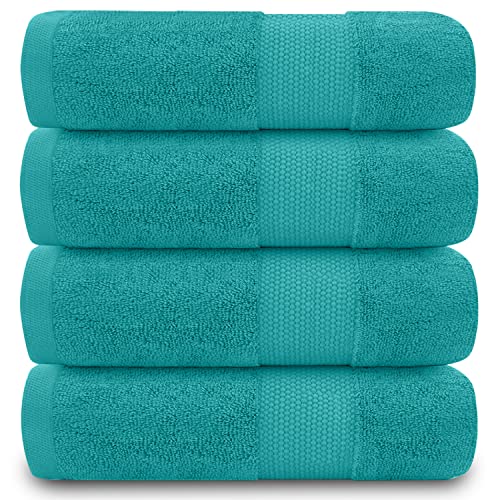GC GAVENO CAVAILIA Luxury Super Soft 4-Pack Bathroom Hand Towels Set, 100% Egyptian Cotton Bath Accessory Sets, Miami, Teal