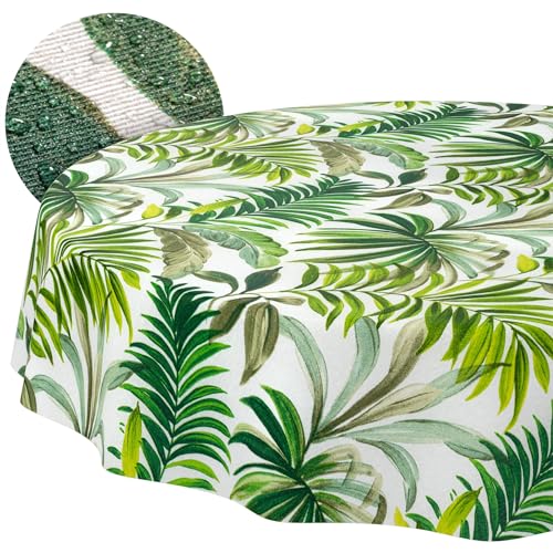 ANRO Tablecloth Washable Palm Trees Round Diameter 120 cm Garden Tablecloth - Table linen made of coated fabric - dirt and water resistant, easy to clean - washable at 30 ??C