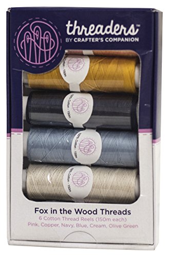 Threaders Fox in the Wood-6 Piece Thread Box, Cotton, Multi-Colour, 2 x 7 x 11 cm