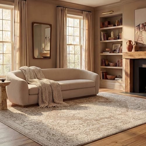 Safavieh Contemporary Rug for Living Room, Dining Room, Bedroom - Reflection Collection, Short Pile, in Beige and Ivory, 240 X 300 cm