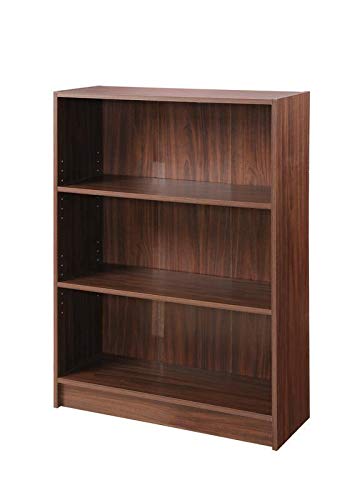 Timber Art Design Bookcase Storage Wall Mount Low Wide Storage Organiser Display Shelving Walnut Effect for Living Room Home Office Study Furniture (80 x 106 x 30 cm, Brown)