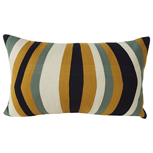 Premier Housewares Stripes Design Cushion, Unique Textile, Sofa Cushions, Versatile, Contemporary Accent Piece, Vibrant Colors, Soft Fabric, W50 x D30 x H5cm