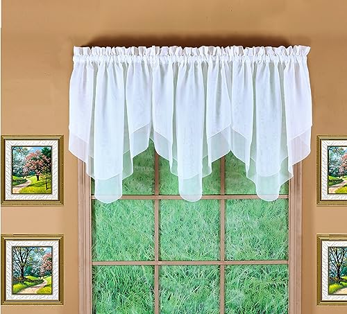 "Today's Curtain Emelia Original Voile Ascot 25"", White, 40"" W x 25"" L"