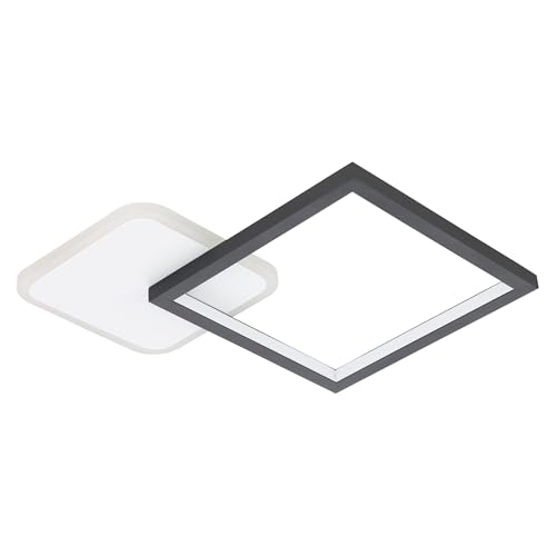 Eglo LED Ceiling spot Gafares, dimmable Ceiling Light Fitting with Remote Control, Square Living Room lamp Made of Black Aluminium and Steel in White and Black, Warm-Cool White