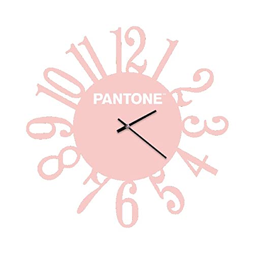 Homemania Loop Round Wall Clock for Living Room Kitchen Office Pink White Metal 40 x 0.15 x 40 cm, Dimension du Produit: L40xP0,15xA40 cm, 0,7 kg