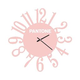 Homemania Loop Round Wall Clock for Living Room Kitchen Office Pink White Metal 40 x 0.15 x 40 cm, Dimension du Produit: L40xP0,15xA40 cm, 0,7 kg
