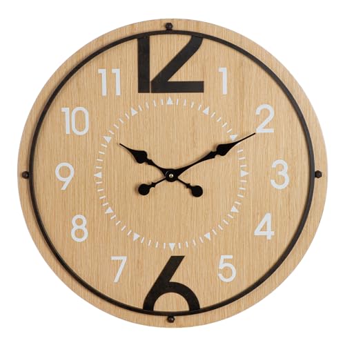 GILDE Jonestown Wall Clock Round Diameter 60 cm Brown Antique Finish Matt MDF Number Clock
