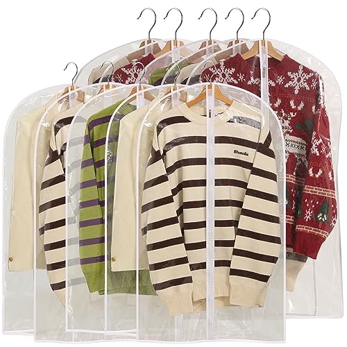 "Perber All Clear Garment Bags for Hanging Clothes, 40"" Suit Bags for Closet Storage, Plastic Dustproof Suit Cover Bags, Clothes Protectors Bag with zipper for Coats, Jackets, Shirts???10 Packs???"