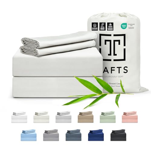 Tafts Cali-King Sheets Set, Pure 100% Viscose derived from Bamboo Bed Sheets Set, Luxuriously Soft, Silky, Cooling Sheets, Double Stitched, Lifetime Quality Promise (Ivory White)