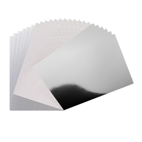 Vaessen Creative Cardstock A4 - Silver 24pcs - 4 Types Glitter & Mirror - 250 gsm, Paper crafts, Coloured card making supplies, Scrapbooking