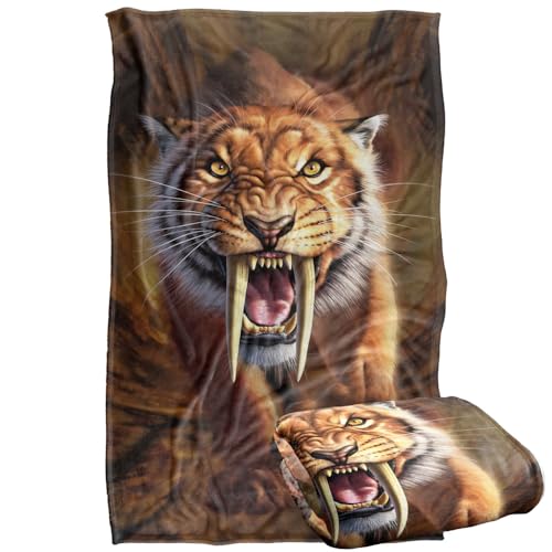 Jq Licensing - Jlo Saber-Toothed Tiger Silky Touch Super Soft Throw Blanket 91 x 147 Cm