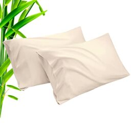 Pillow Cases King Size 2 Pack, Bamboo Rayon Cooling Pillowcases with Envelope Closure, Cool Breathable Pillow Case for Hot Sleepers & Night Sweats, 20x40 inches, Khaki