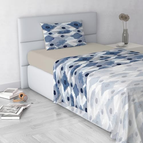 Calypso Fashion Bed Sheet Set, Made in Italy, Soft Microfibre Bed Set, Fitted Sheet, Top Sheet 150 x 270 cm and Pillowcase with Inner Flap, Single