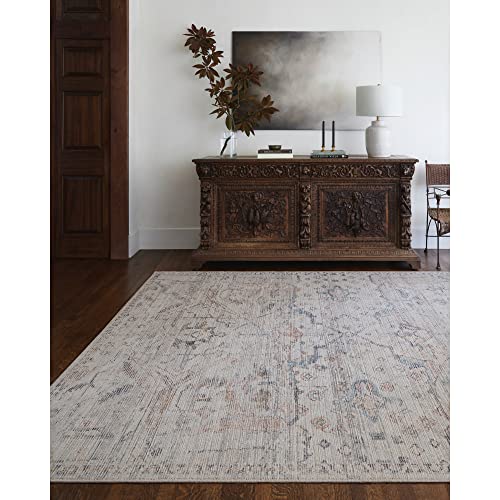 Livabliss x Becki Owens Marlene Vintage Rug - Area Rugs Living Room 198x275 cm, Dining Floor, Kitchen, Traditional Multicoloured Boho Style, Easy Care Pile, Bohemian Large Rug, Cream, Blue, Rust