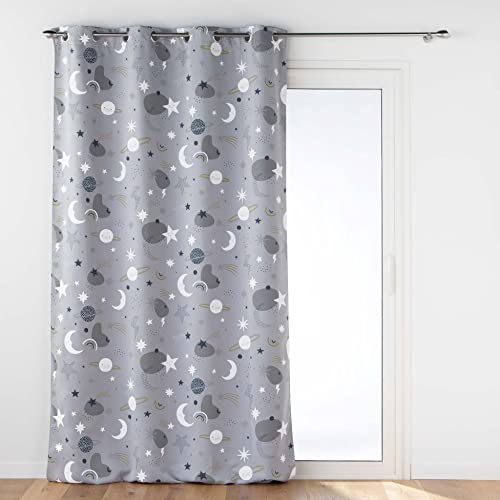 Douceur d'Intérieur, Grey Eyelet Curtain 140 x 260 cm