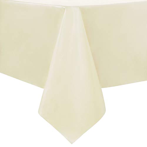 sancua 100% Waterproof Rectangle PVC Tablecloth - 54 x 54 Inch - Oil Proof Spill Proof Vinyl Table Cloth, Wipe Clean Table Cover for Dining Table, Buffet Parties and Camping, Beige