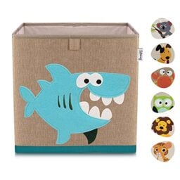 LIFENEY Children's Storage Box with Shark Motif, Toy Box with Animal Motif, Suitable for Cube Shelves, Organiser Box for the Children's Room, Storage Basket Children