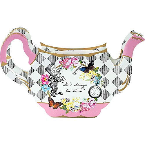 "Talking Tables Alice in Wonderland Teapot Vase - Flower Centrepiece - For Mad Hatter Afternoon Tea Party, Birthday, Wedding, Baby Shower - Paper, Mixed Colours, Pack of 1, Height 17cm, 7"""