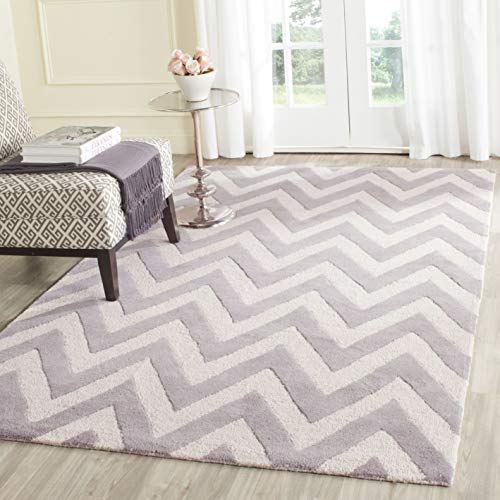 Safavieh Modern Indoor Hand Tufted Rectangle Area Rug, Cambridge Collection, CAM139, in Silver / Ivory, 183 X 274 cm for Living Room, Bedroom or Any Indoor Space