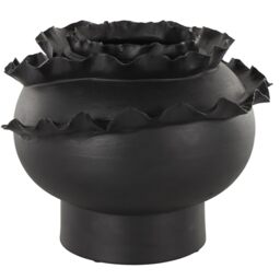 "Deco 79 Ceramic Abstract Decorative Vase Floral Inspired Centerpiece Vase, Flower Vase for Home Decoration 12"" x 12"" x 9"", Black"