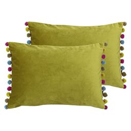Paoletti Fiesta Twin Pack Polyester Filled Cushions, Bamboo/Multi, 35 x 50 cm