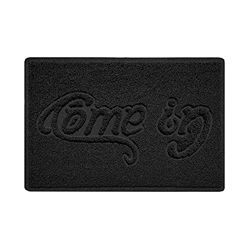 Nicoman COME-IN Embossed Shape Door Mat Dirt-Trapper Jet-Washable Doormat-(Use Outdoor ONLY)- (60x40cm/23.6x15.7inches, Small) Black