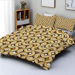 Duvet Cover Set,Funky Abstract Motif Half Circular Inner Round Forms Spiral Hoops Artwork Decorative 3 Piece Bedding Set with 2 Pillow Sham,Grey Marigold Cinnamon,Best Gift for