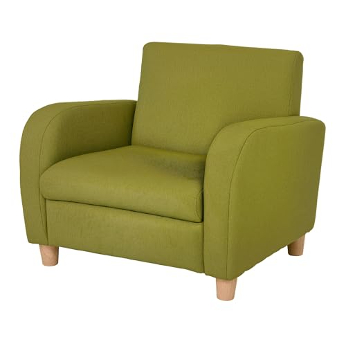 HOMCOM Children's Armchairs Toddler Chair Wood Frame Anti-Slip Legs High Back Bedroom Playroom Furniture Green