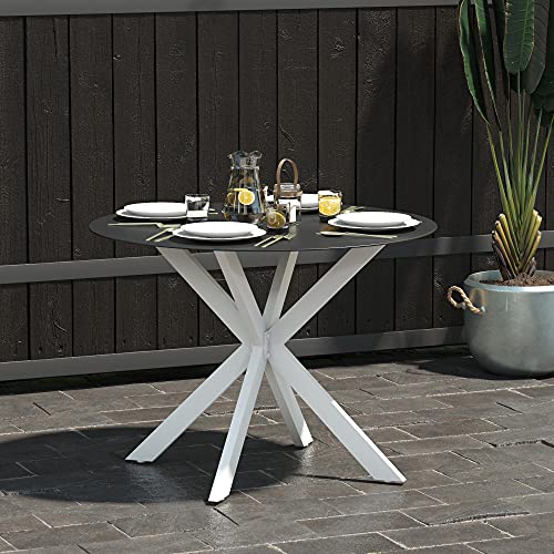 DHP Furniture Circi Outdoor, Dining Table, Glass Top, Black & White