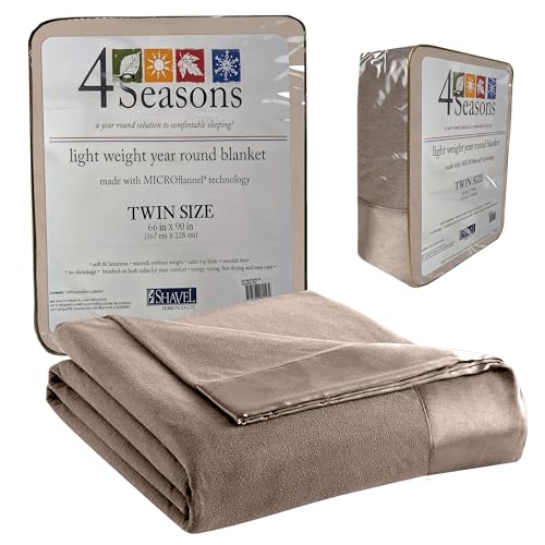 Thermee Micro Flannel Twin-Size All Seasons Lightweight Sheet Blanket, Machine Wash & Dry, No Pilling, 84Lx72W, Acorn