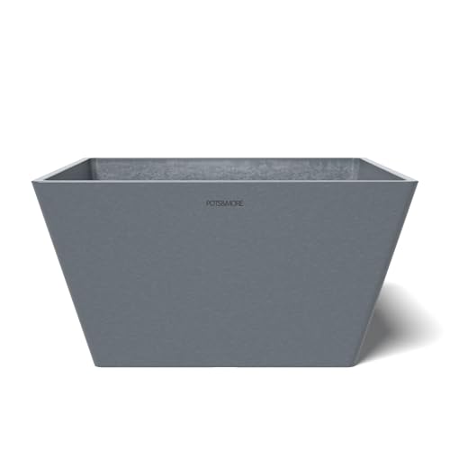 POTS&MORE Prismo Bowl 31 Pot (Diameter 31 cm, Square Design, Colour Grey, Height 16.3 cm, Plastic Planter for Indoor Plants) VP323101, Gray