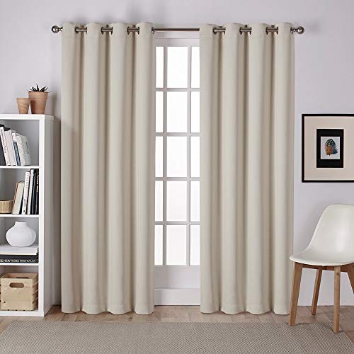 Exclusive Home Curtains Sateen Woven Blackout Grommet Top Panel Pair, Linen, 52x84, 2 Piece