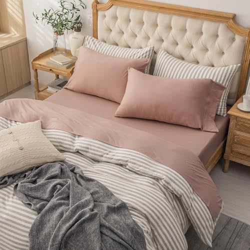 PURE ERA Jersey Knit 4pc Bed Sheet Set Bedding 100% T-Shirt Cotton Super Soft Comfy Breathable Fits Mattress Up to 20'' Extra Deep Pocket (Solid Petal Pink, King)