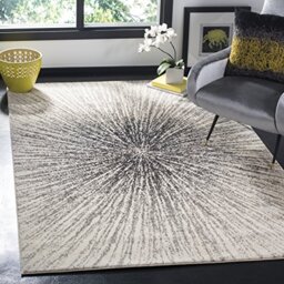 SAFAVIEH Traditional Rug for Living Room, Dining Room, Bedroom - Evoke Collection, Short Pile, in Grey and Neutral, 160 x 160 cm