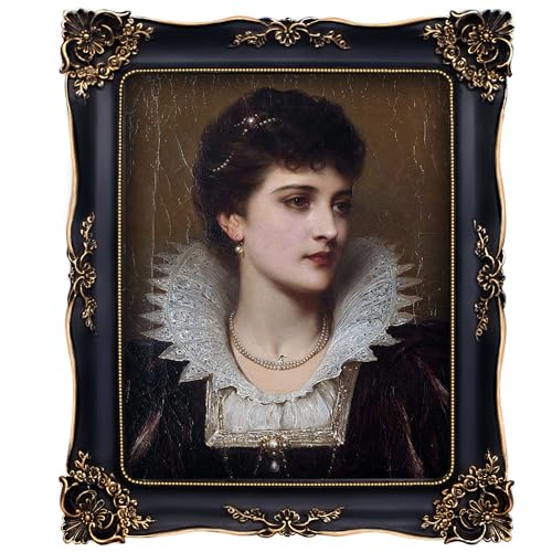 FJXMFRAME Vintage Black Photo Frame 8x10 - Real Glass, Wall or Tabletop Display, Fits 8x10 or 5x7 Photo with Mat