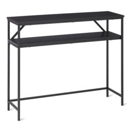 Amazon Basics Rectangular Console Table with Storage Shelf, Steel Frame, 30D x 100W x 80H cm, Black