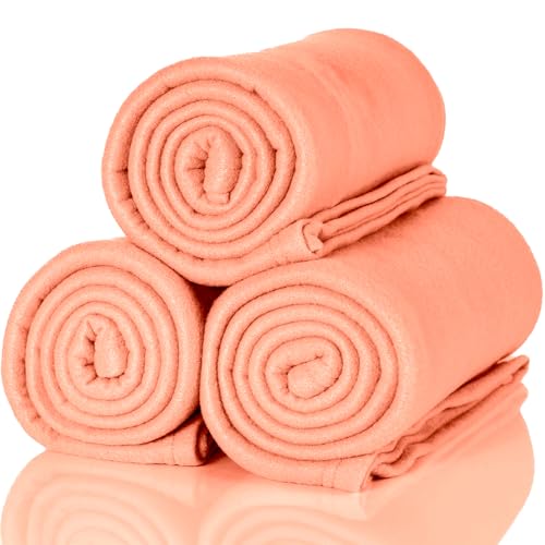 ALCLEAR 3-piece Oeko Tex fleece blankets, color: old rose, great size 130x160 cm, over 200 g/m², sofa blanket, couch blanket, cozy blanket, picnic blanket, sofa throw