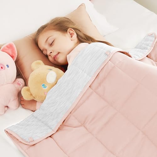 "CuteKing Ultra-Cooling Weighted Blanket (10lbs, 40""x 60"", Grey+Pink) Absorbs Heat to Keep Adults Cool on Warm Nights, Ultra-Cool Weighted Blanket for Cooling with Premium Glass Beads"