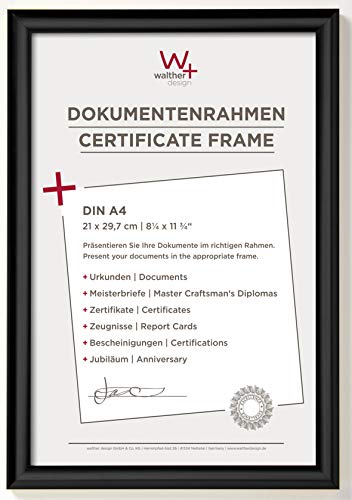 walther design Picture Frame Black 21 x 29,7 cm (DIN A4) Trendstyle Plastic Frame KP130B