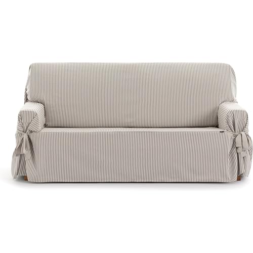 ECOMMERC3 - Universal Sofa Cover with Elastic Bands Size 3 Seater ??? Adjustable Sofa Cover Ecru/Linen, Back, Seat and Arm Protection Easy and Versatile Renovation