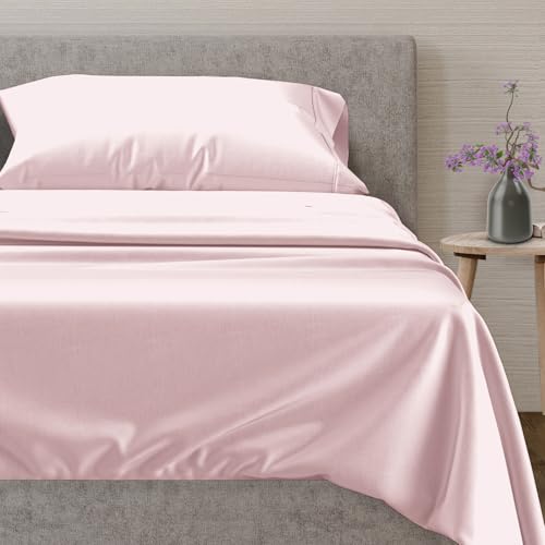 "Mayfair Linen 100% Egyptian Cotton Sheet Set, 600 Thread Count Twin Sheets, Sateen Weave for Soft and Silky Feel, Fits Mattress Upto 18"" Deep Pocket"