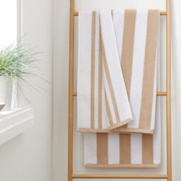Bianca Reversible Stripe 50x85cm Cotton Jacquard Hand Towel Natural