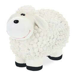 Relaxdays Garden Decoration Sculpture Sheep HBT: 16x21x12,5 cm, Weatherproof, Gift Idea, for Indoors and Outside, White