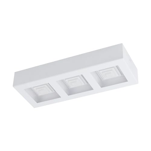 EGLO Ferreros LED Ceiling Light, 3 Bulbs, Living Room Lamp, Modern, Kitchen Lamp Made of Steel and Plastic, Hallway Lamp Ceiling in White