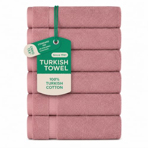 SALBAKOS Luxury Hotel and Spa Turkish Cotton Eco-Friendly Hand Towel Set Hand Towel 6 Pieces Rose