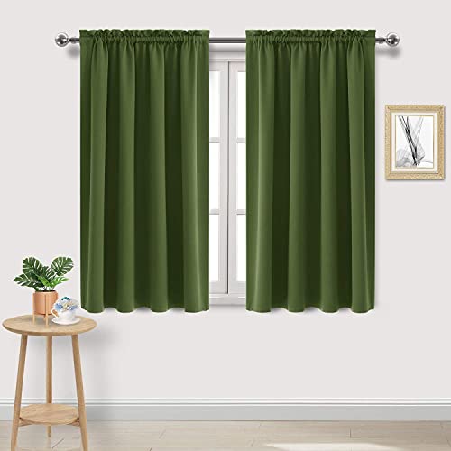 DWCN Olive Green Room Darkening Blackout Curtains - Thermal Insulated Privacy Energy Saving Window Curtain Drapes 42 x 54 inch Length, Set of 2 Bedroom Living Room Curtains