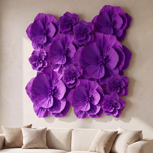 Humyoun Giant Artificial Paper Flowers Large Paper Flower Handmade Wall Backdrop Decoration for Christmas Mexican Wedding Graduation Bridal Shower Birthday Supplies