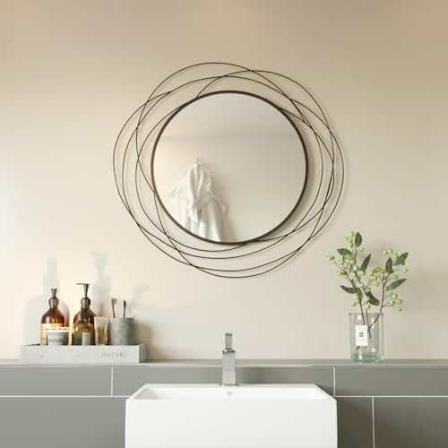 ironsmithn Wall Mirror Mounted Round Decorative Mirrors Circle for Bathroom Vanity, Living Room or Bedroom 26.8??? x26.8???